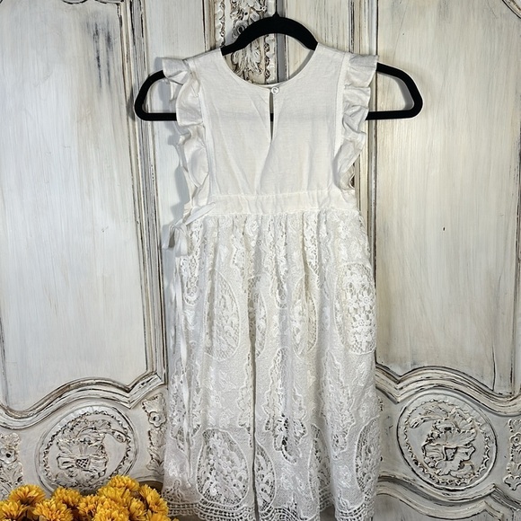 Girls Bow Dreams Wedding CottageCore Special Event Lace Pinafore Maxi Dress S/5 - Picture 6 of 9